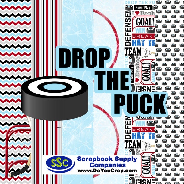 Drop The Puck 12 x 12 Scrapbook Paper & Embellishment Kit by SSC Designs
