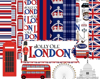 Jolly Ole London 12 x 12 Scrapbook Paper & Embellishment Kit by SSC Designs