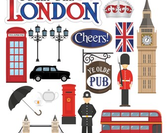 Jolly Ole London Collection Laser Cut Scrapbook Ephemera Embellishments by SSC Designs