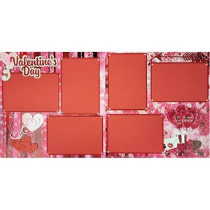 Valentine&#39;s Day with Balloons Pre-Made, Hand-Embellished 2- 12 x 12 Scrapbook Page Layouts by SSC Designs