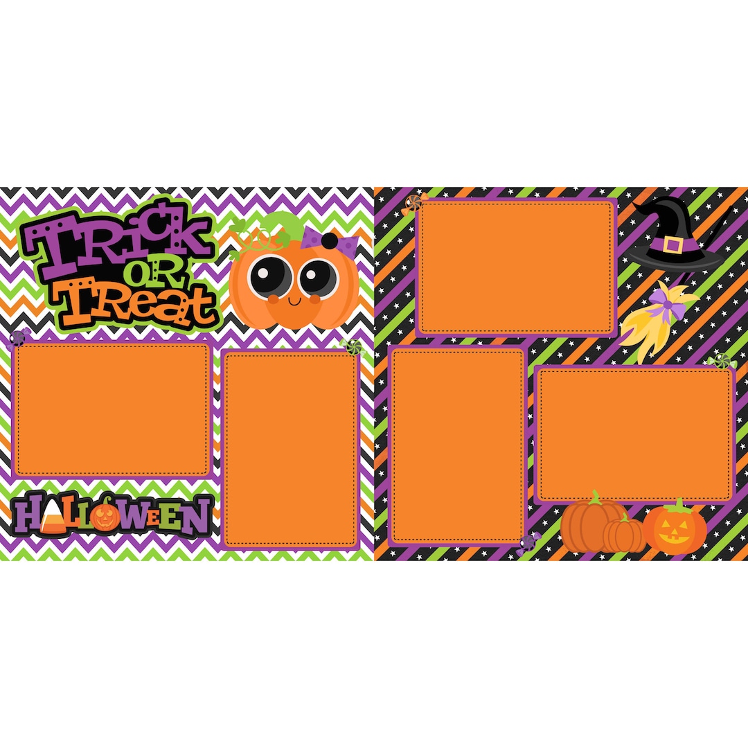 Trick or Treat Halloween (2) - 12 X 12 Premade, Printed Scrapbook Pages ...