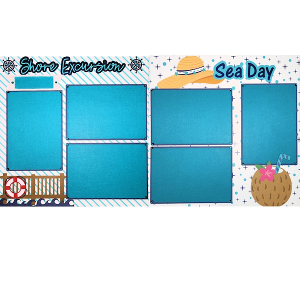 Cruise Collection 2 - 12 x 12 Pages, Fully-Assembled & Hand-Embellished 3D Scrapbook Layout by SSC Designs