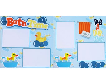 Bath Time (2) - 12 x 12 Pages, Fully-Assembled & Hand-Crafted 3D Scrapbook Premade by SSC Designs