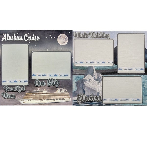 Our Alaskan Cruise 2 - 12 x 12 Pages, Fully-Assembled & Hand-Crafted 3D Scrapbook Layout by SSC Designs