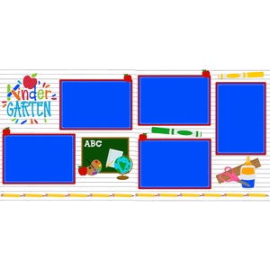 Kindergarten Fun 2 - 12 x 12 Pages - Premade, Fully-Assembled and Hand-Embellished Scrapbook Premade by SSC Designs
