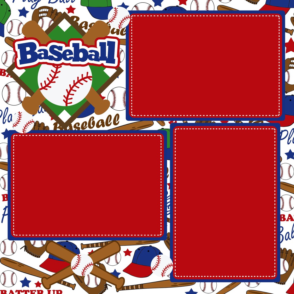 Baseball Home Run (2) - 12 X 12 Premade, Printed Scrapbook Pages by SSC ...