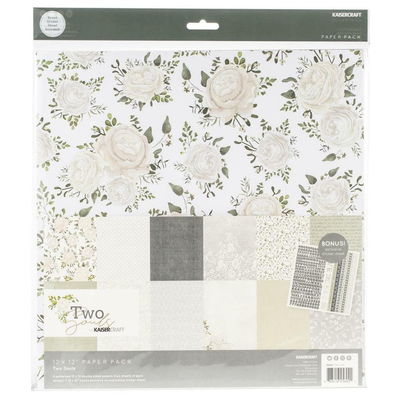 /& 12 x 12 Coordinating Sticker Sheet Two Souls 12 x 12 Scrapbook Paper Pack by Kaisercraft 12 Papers 2 of each design