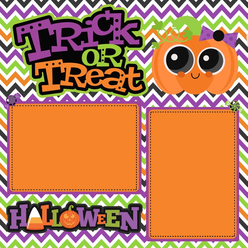 Trick or Treat Halloween (2) - 12 X 12 Premade, Printed Scrapbook Pages ...