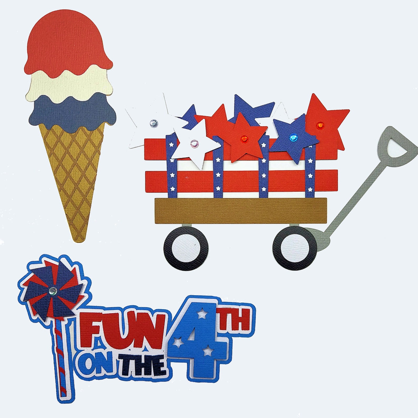 Fun on the 4th Laser Die Cut Scrapbook Embellishment Set by Etsy