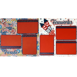 4th Of July (2) - 12 x 12 Pages, Fully-Assembled & Hand-Crafted 3D Scrapbook Premade by SSC Designs