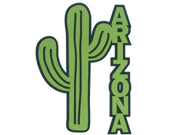 Arizona Cactus Title 4x6  Fully-Assembled Laser Cut Scrapbook Embellishment by SSC Laser Designs