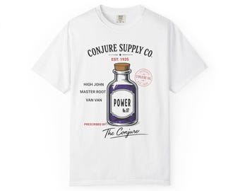 Maglietta bianca Power No. 07 / Conjure Supply Co. / Camicia da speziale vintage