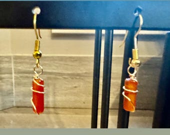 Orange Crystal Dangle Earrings