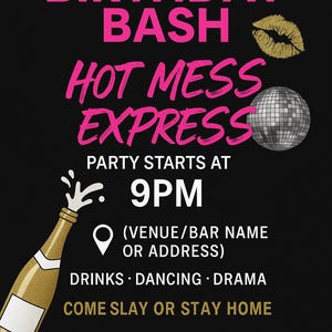 Hott Mess Birthday Invite