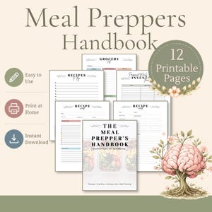 Meal Prep Planner Printable | Kitchen Inventory Checklist | Weekly Menu Routine PDF | Dinner Organizer Grocery List