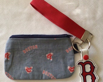 Boston Red Sox Inspired Zippered Wristlet