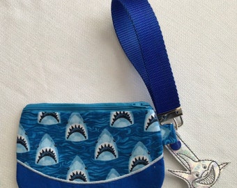 Shark Themed Inspired Zippered Wristlet