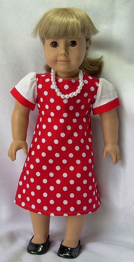 Doll Clothes Fit 18/" Dress Black White Polka Dot Fits American Girl Dolls