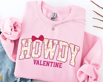 Howdy Valentine Coquette Sweatshirt, Western Valentines Day Shirt, Valentines Cowgirl Boots Hoodie, Howdy Valentine Sweater, Cowgirl Shirt