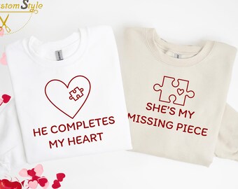 Sudadera a juego para parejas con diseño de corazón y rompecabezas, regalo de San Valentín.