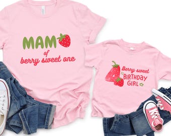 Custom Berry Birthday T-shirt, Personalized Strawberry First Birthday Shirt, Strawberry Matching Family Party Tees, Berry Sweet One Gift