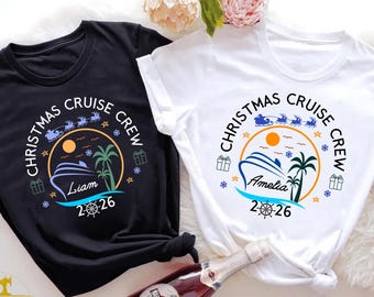 Camiseta personalizada de crucero navideño 2026, camisetas personalizadas para tripulación de crucero navideño, camisetas familiares de crucero navideño, camisetas de vacaciones navideñas