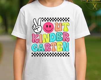 Peace Out Kinder Garten T-Shirt, Last Day of School Toddler Tee, Kindergarten Graduation Gift, First Grade Shirt