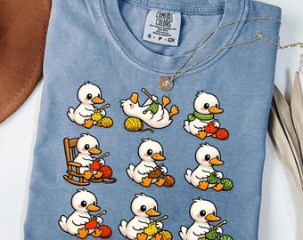 Cute Goose Crocheting Comfort Colors® T-shirt, Funny Yarn Lover Tee, Crochet Gift for Women, Animal Crochet Shirt, Goose Yarn Craft Shirt