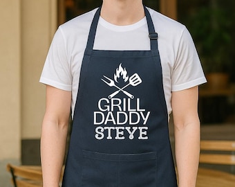 Personalized Apron for Men, Grill Apron For Dad, Grill Daddy Apron, Father's Day Gift, Barbeque Cooking Apron,Custom BBQ Apron,Chef Dad Gift