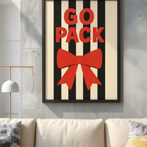Impresión digital GO PACK: Arte de pared inspirado en NC State / Descarga instantánea / Decoración para el día del juego / Arte para dormitorio / Espíritu del equipo Red Bow