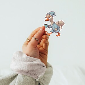 Cozy Pajama Goose Kiss-Cut Stickers | Fun Bedroom Decor, Laptop Stickers, Gift for Animal Lovers, Cute Home Office Accessories