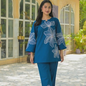 Hand Embroidered Co-ord Set for Women | 2 Piece Indian Outfit | Festival Ethnic Set | Boho Designer Coord | Summer Cotton Coord Set/India