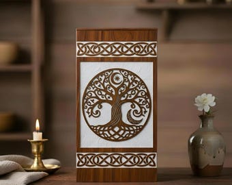 Tree of Life Rosewood Cremation Urn | Celtic Engraved Wooden Memorial Box