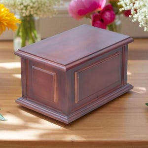 Handmade Mango Wood Cremation Urn for Human Ashes | Traditional Wooden Funeral Memorial Box | Eco-Friendly Burial & Keepsake Urn