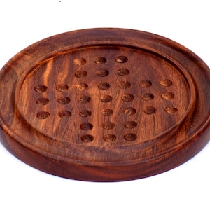 Wooden Solitaire Game with Glass Marbles – Handmade Classic Board Game