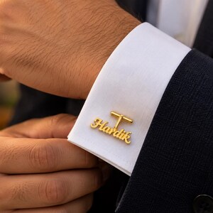 Personalized Name Cufflinks, Custom Brass Initial Cufflinks, Monogram Wedding Cufflinks, Groom Gift for Him