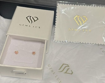 Pink Zirconia Baby Heart Stud Earrings, 14k Gold & Sterling Silver