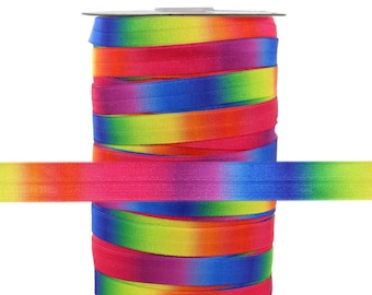 Rainbow Fold Over Elastic - Printed FOE 5/8" Wide - 5 Yards - 100 Yards - Wholesale Sewing Elastic | Elastic By The Yard