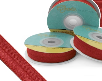 Scarlet Fold Over Elastic - Solid FOE - 5/8" -  3/4" - 1" Wide - 5 Yards Wholesale Sewing Elastic | Elastic By The Yard