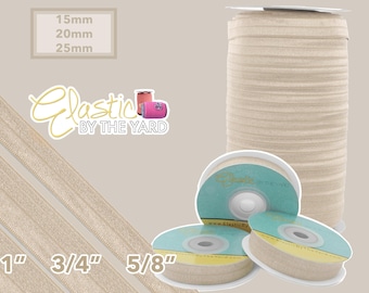 Champagne Fold Over Elastic - Tan color - Solid FOE 5/8" - 3/4 - 1" Wide - Solid Wholesale FOE 15mm 20mm 25mm | Elastic By The Yard