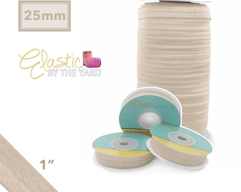 Champagne Fold Over Elastic - Tan color - Solid FOE 1" Wide - Solid Wholesale FOE 25mm | Elastic By The Yard