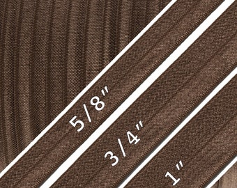 Dark Brown - Fold Over Elastic - Solid FOE - 5/8" or 1" Wide 15mm 20mm 25mm - 5 Yards - 100 Yards -| Wholesale Elastic | Elastic By The Yard