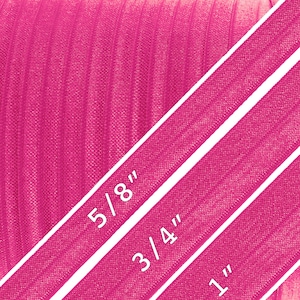 May include: Three strips of pink elastic fabric, each with a different width: 5/8 inch, 3/4 inch, and 1 inch.