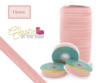 Blush Fold Over Elastic - Solid FOE 5/8" and  1" Wide - 5 Yards - 100 Yards | Wholesale Yards Sewing Elastic | Elastic By The Yard