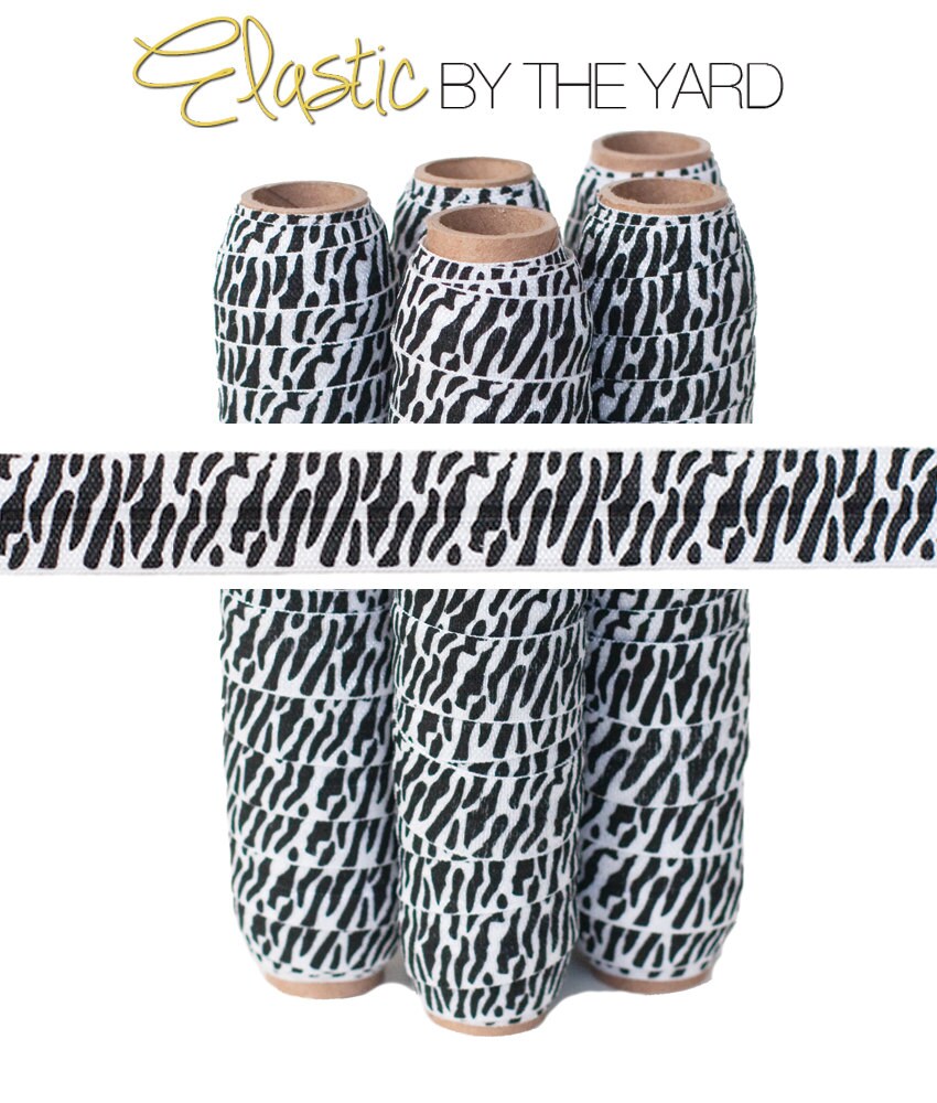 Zebra Print on Colors Fold Over Elastic - 5 YARDS - 100 Yards - Whole…