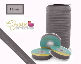 Smokey Gray Fold Over Elastic – Smooth Shiny, Matte Finish FOE for Crafts