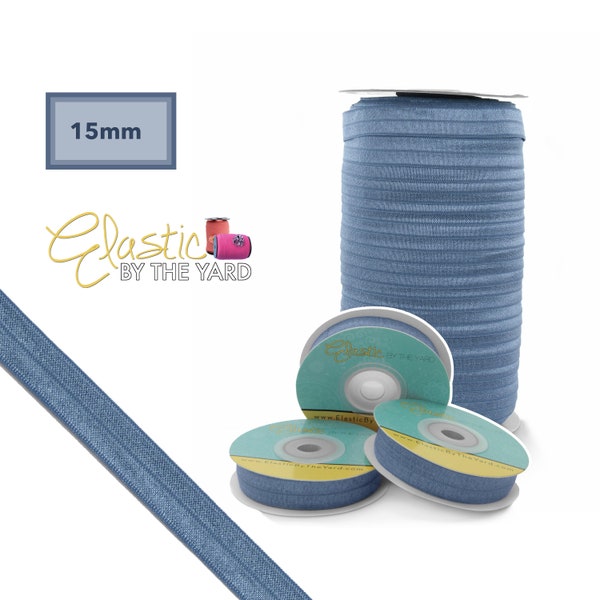 Stormy Blue Fold Over Elastic - Solid FOE 5/8" Wide - 5 Yards - 100 Wholesale Yards Sewing Elastic | Elastic By The Yard