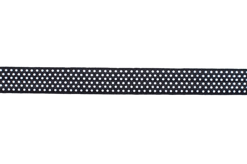 Black with White Polka Dot Print 5 or 100 Wholesale Yards Fold Over Elastic CLEARANCE
