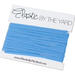 COLUMBIA BLUE Skinny Elastic - USA Made - 1/8 inch - 5 yards | Elastic By The Yard