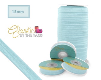 Angel Blue Fold Over Elastic - Solid FOE 5/8" Wide - 5 Yard - 100 Yard - Elastic By The Yard